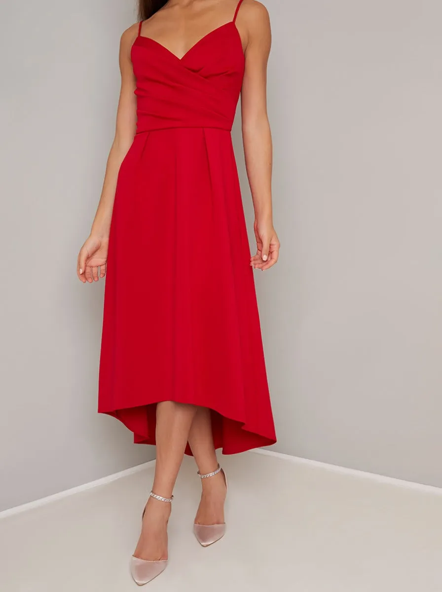 Cami Strap Plain Dip Hem Midi Dress in Red sold by Chi Chi London product image thumbnail 3