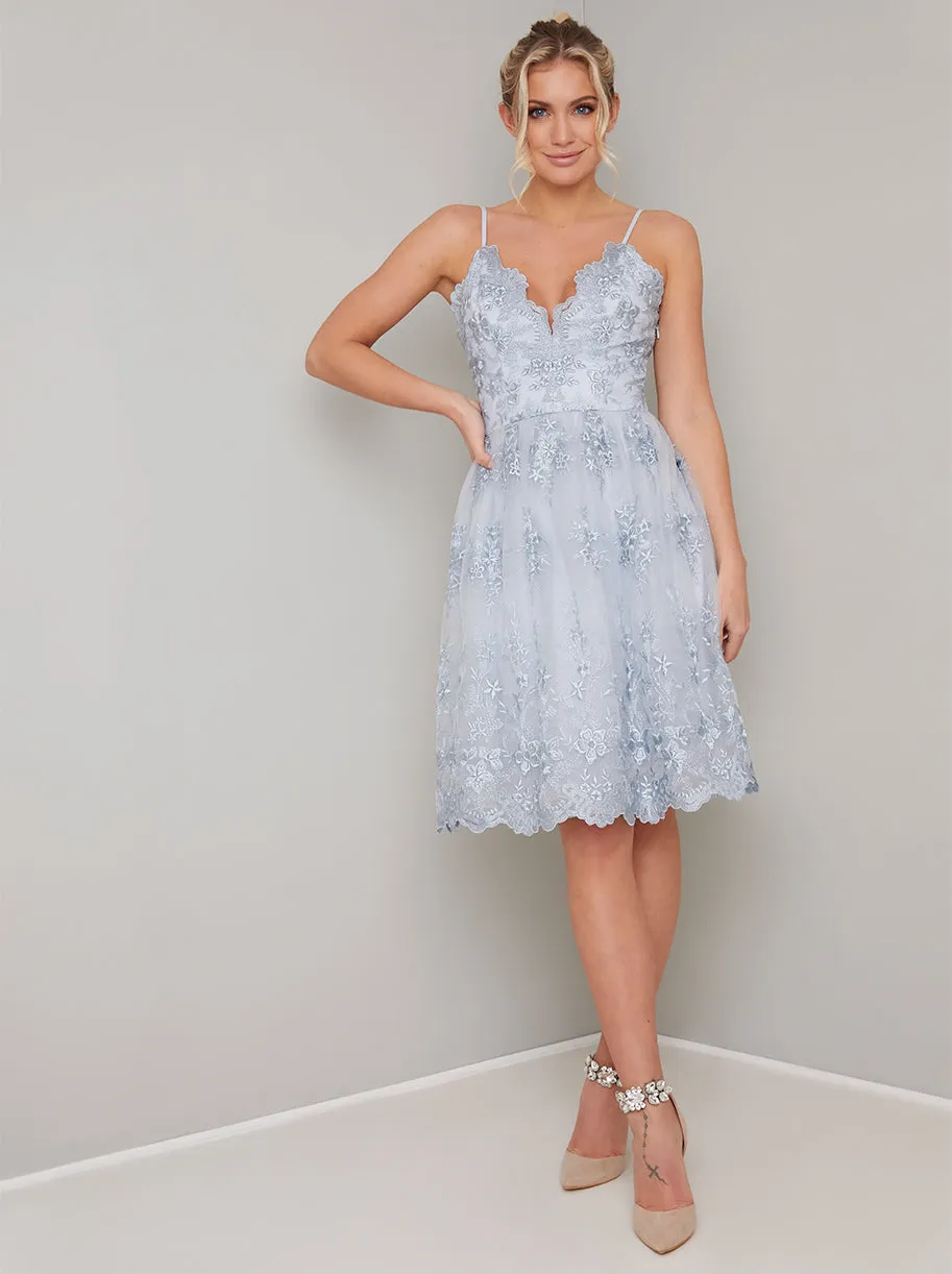 Lace Embroidered Cami Midi Dress in Blue sold by Chi Chi London product image thumbnail 2