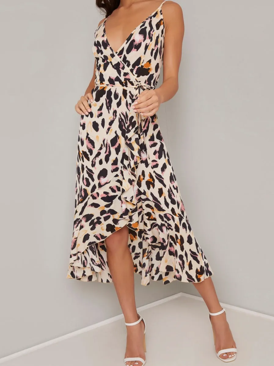 Cami Strap Leopard Print Wrap Dress in Multi sold by Chi Chi London product image thumbnail 3