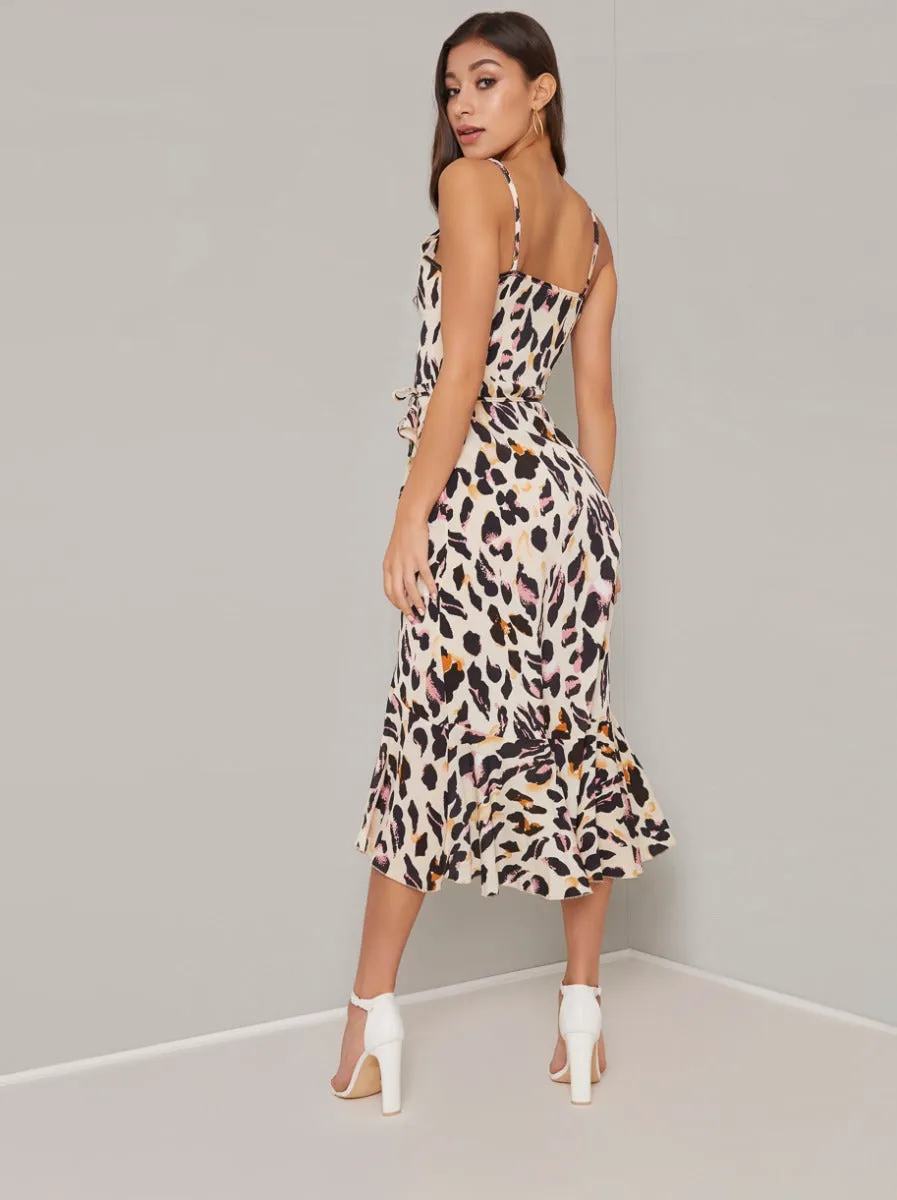 Cami Strap Leopard Print Wrap Dress in Multi sold by Chi Chi London product image thumbnail 4