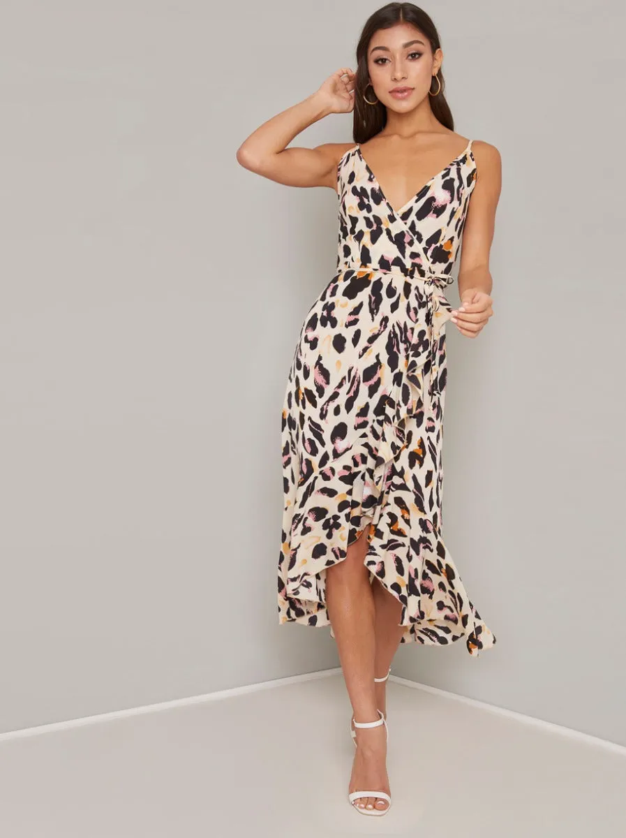 Cami Strap Leopard Print Wrap Dress in Multi sold by Chi Chi London product image thumbnail 2