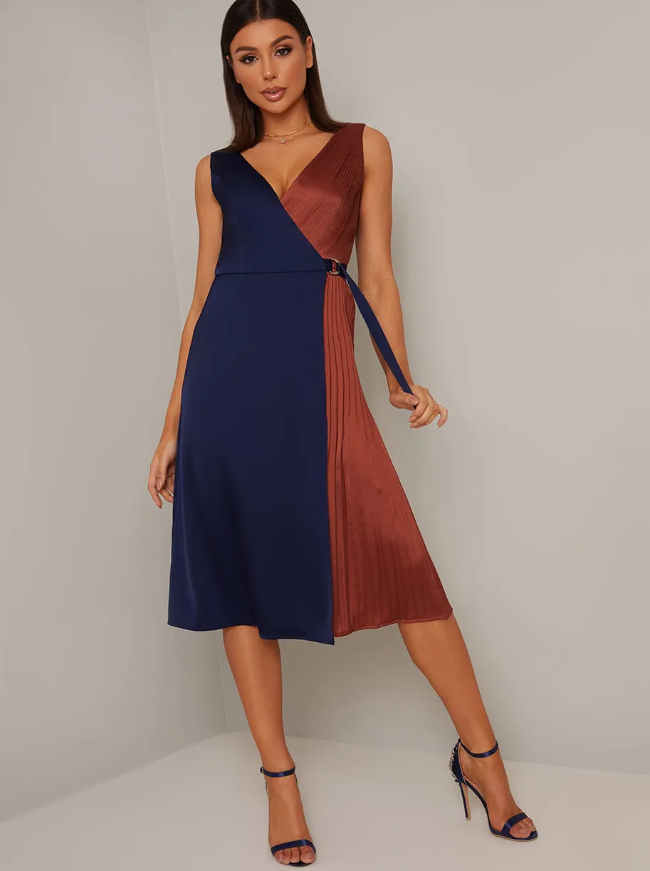 Colour Block Wrap Design Pleat Midi Dress in Multi sold by Chi Chi London product image thumbnail 2