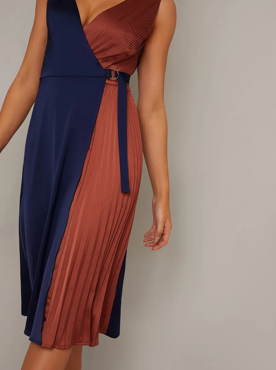 Colour Block Wrap Design Pleat Midi Dress in Multi sold by Chi Chi London product image thumbnail 3