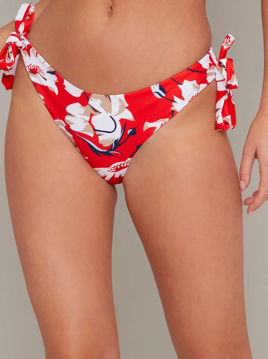 Floral Print Tie Bikini Bottoms in Red sold by Chi Chi London product image thumbnail 2