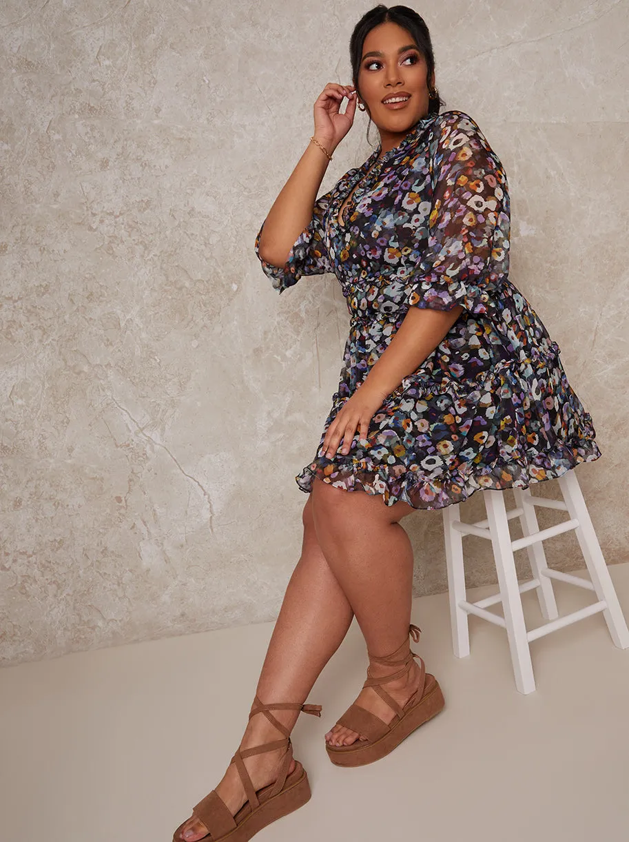 Plus Size Floral Frill Detail Midi Dress sold by Chi Chi London product image thumbnail 2