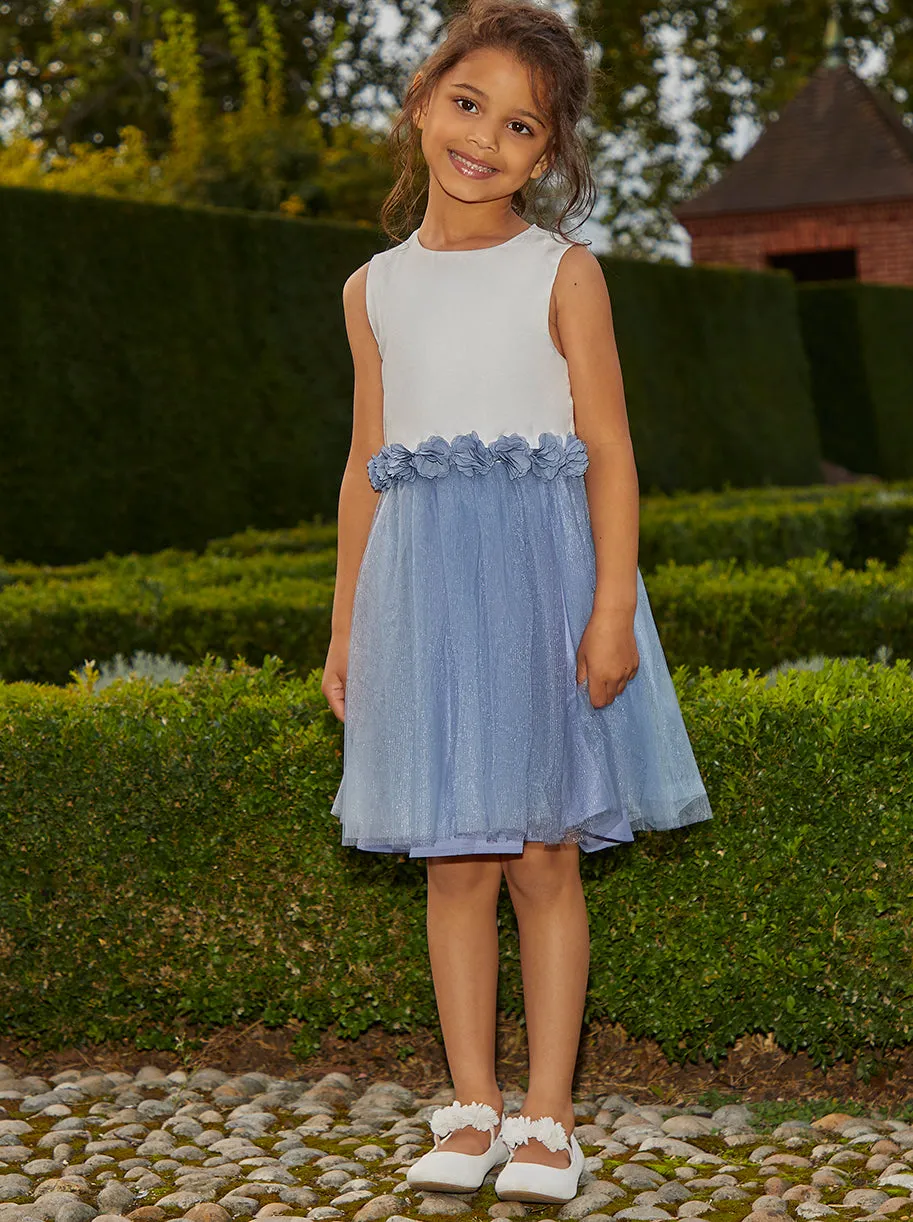 Girls Contrast 3D Floral Tutu Dress in Blue sold by Chi Chi London product image thumbnail 3