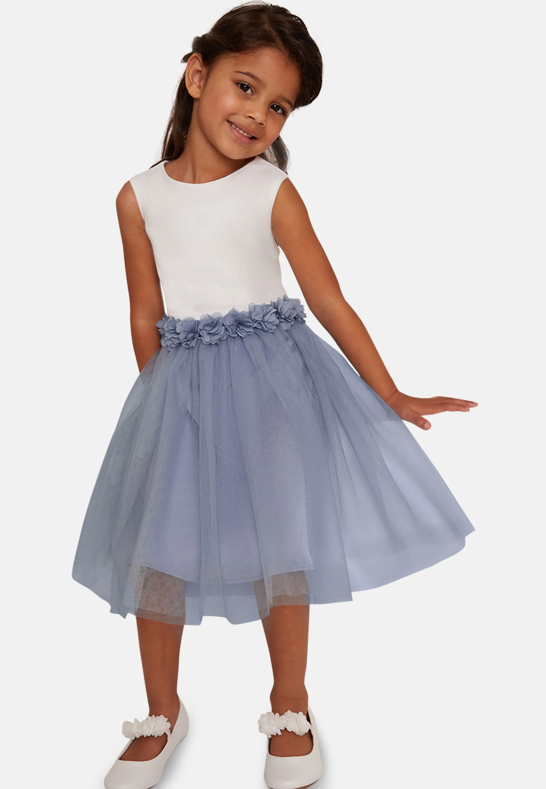 Girls Contrast 3D Floral Tutu Dress in Blue sold by Chi Chi London product image thumbnail 5