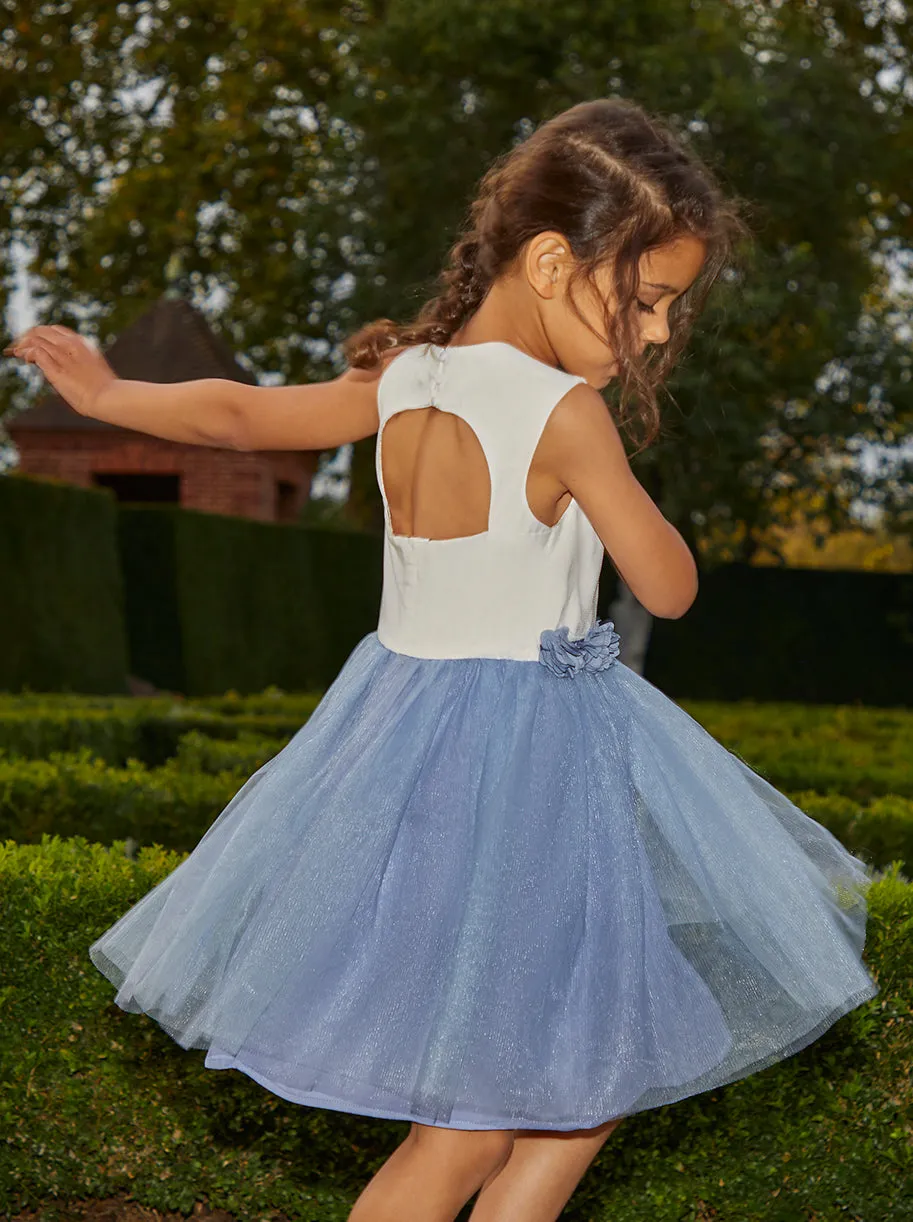 Girls Contrast 3D Floral Tutu Dress in Blue sold by Chi Chi London product image thumbnail 2