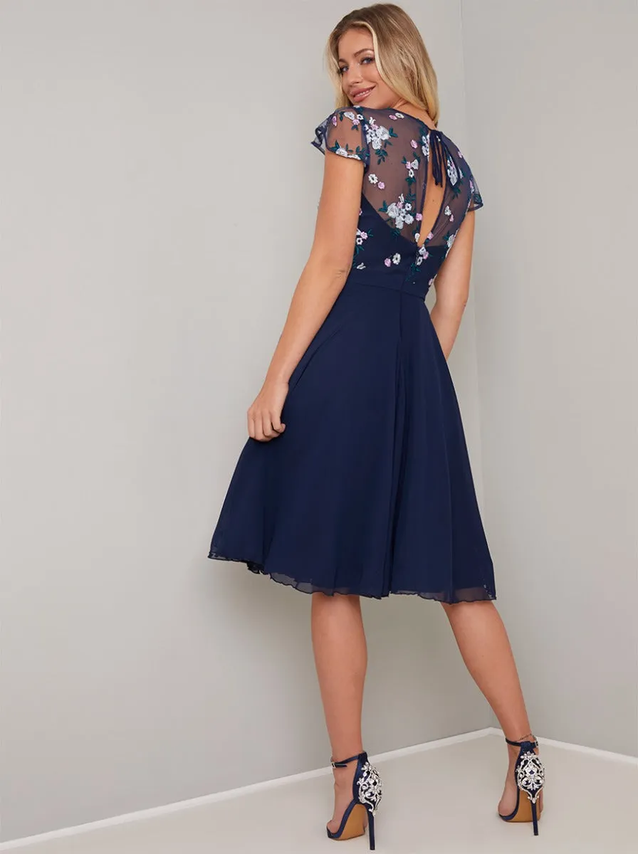 Lace Bodice Midi Dress in Blue sold by Chi Chi London product image thumbnail 4