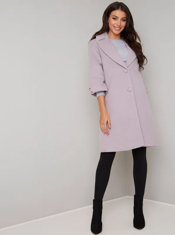 Bow Detail Coat in Purple sold by Chi Chi London