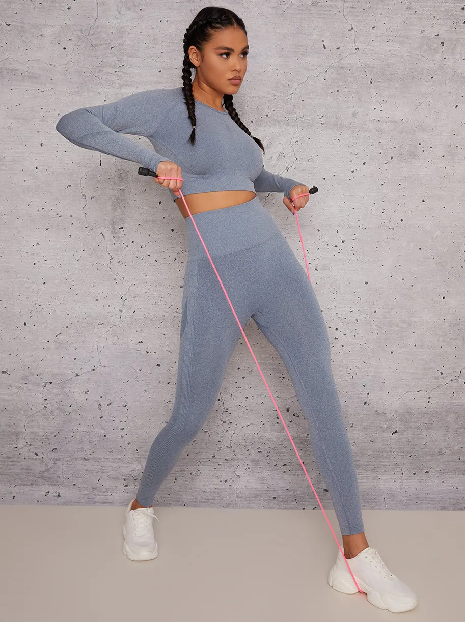 Mid Rise Sports Leggings with Body Contouring Design in Grey sold by Chi Chi London