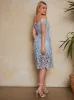Bardot Lace Midi Crochet Dress in Blue sold by Chi Chi London