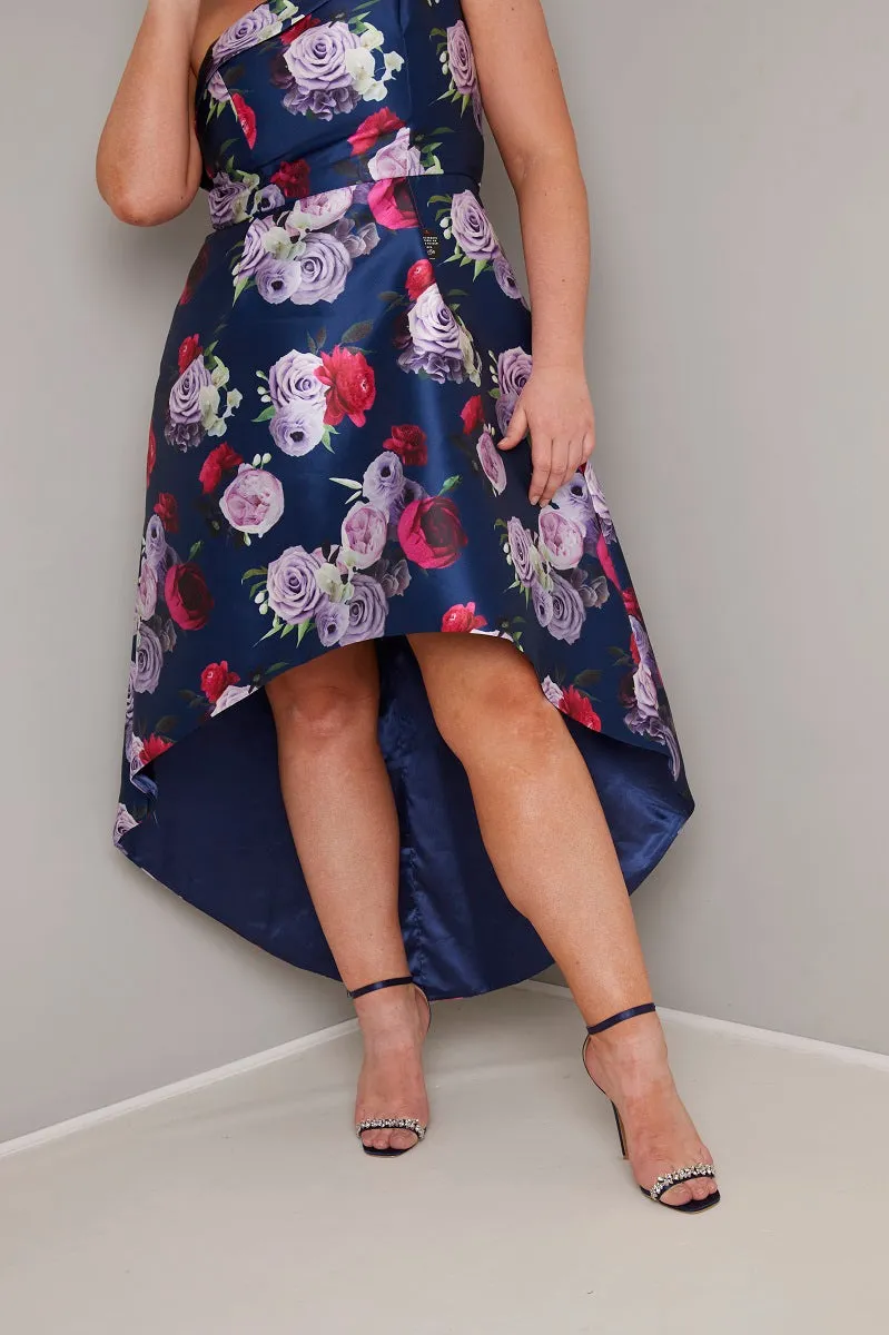 Plus Size Bow Detail Dip Hem Midi Dress in Blue sold by Chi Chi London product image thumbnail 4