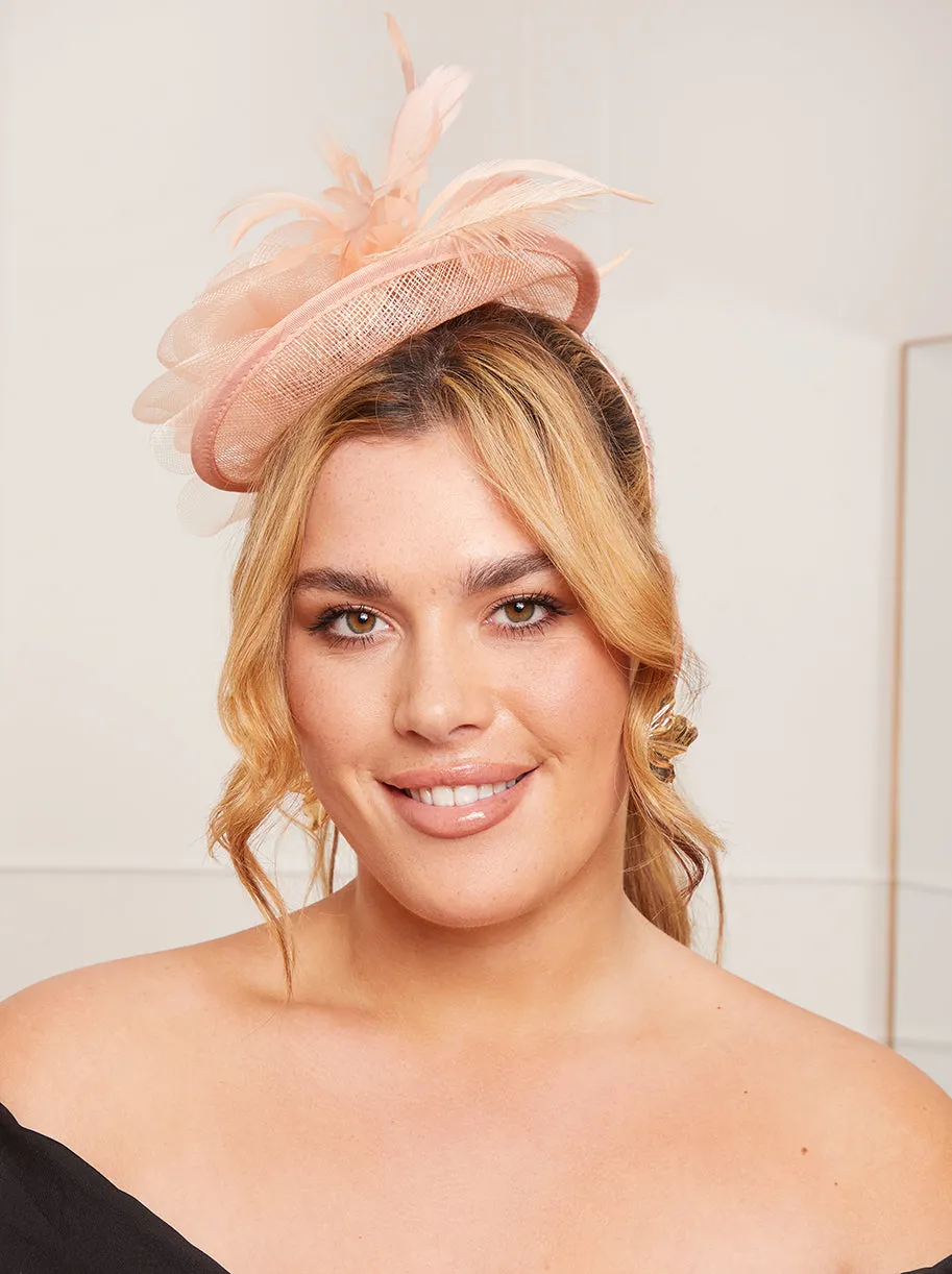 Ruched Sinamay Flower Detail Fascinator in Pink sold by Chi Chi London product image thumbnail 3