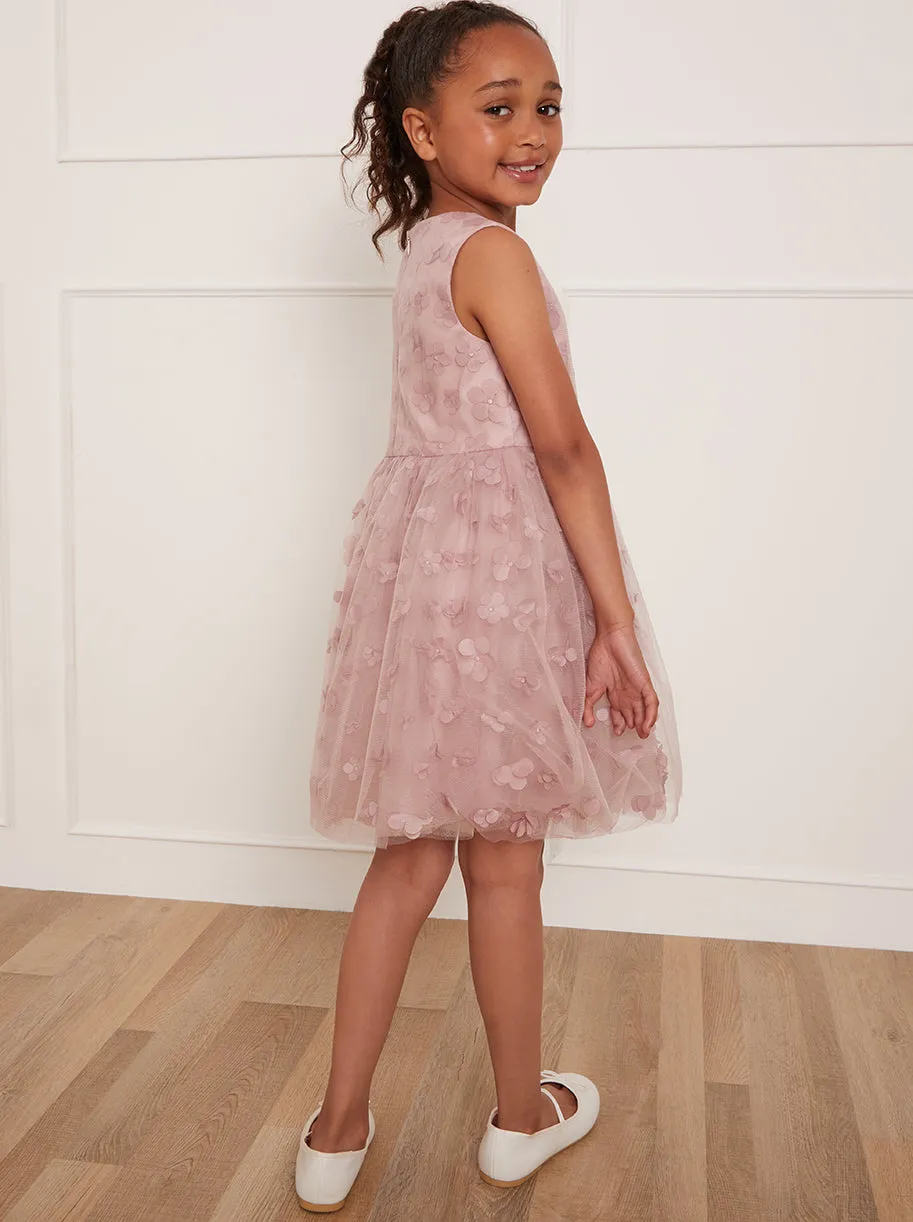 Younger Girls Floral Embroidered Midi Dress in Pink sold by Chi Chi London product image thumbnail 2