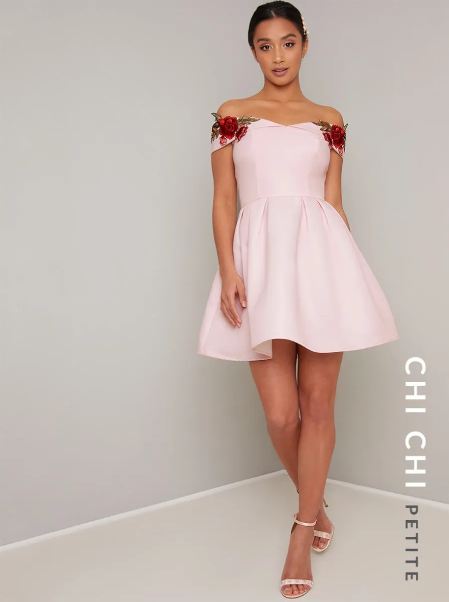 Petite Shoulder Detail Mini Dress in Pink sold by Chi Chi London product image thumbnail 2