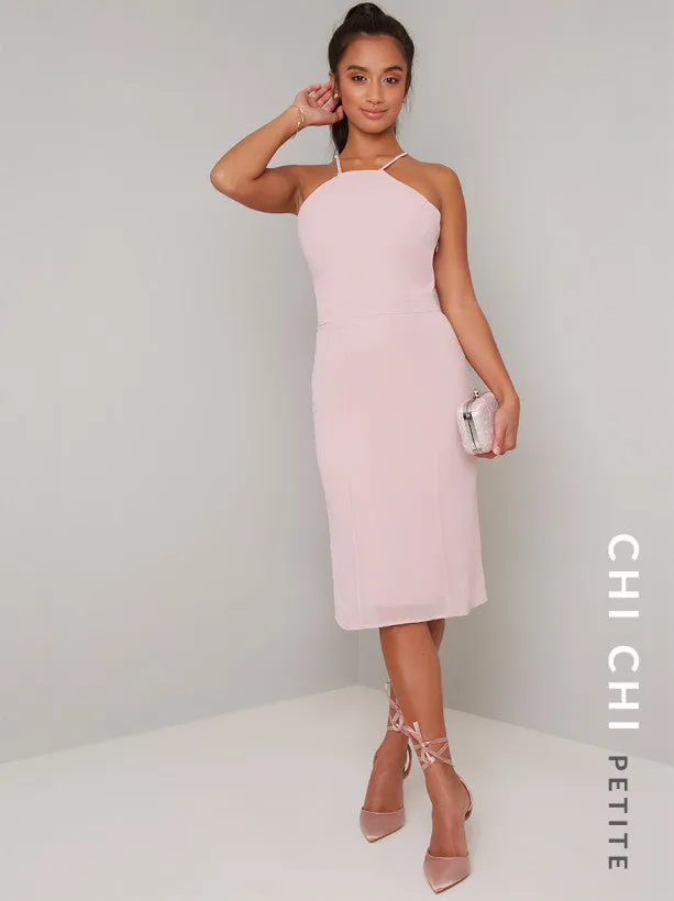 Petite Lace Detail Midi Dress in Pink sold by Chi Chi London product image thumbnail 2