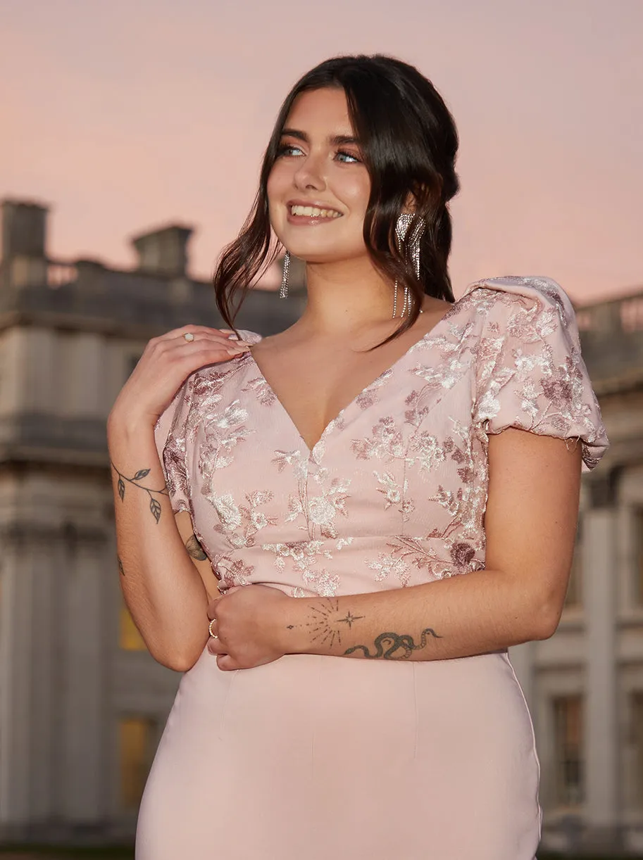 V Neck Embroidered Jumpsuit in Pink sold by Chi Chi London product image thumbnail 5