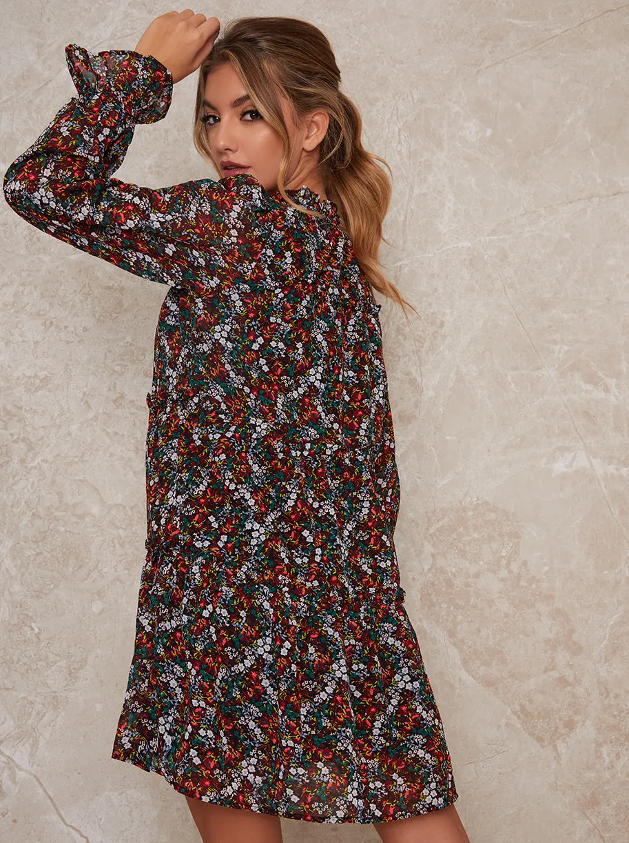 High Neck Long Sleeve Mini Dress in Black sold by Chi Chi London product image thumbnail 4