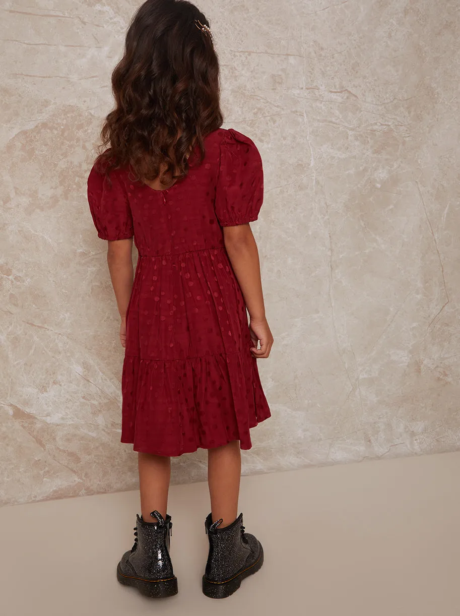 Girls Short Sleeve Polka Dot Midi Dress in Red sold by Chi Chi London product image thumbnail 4