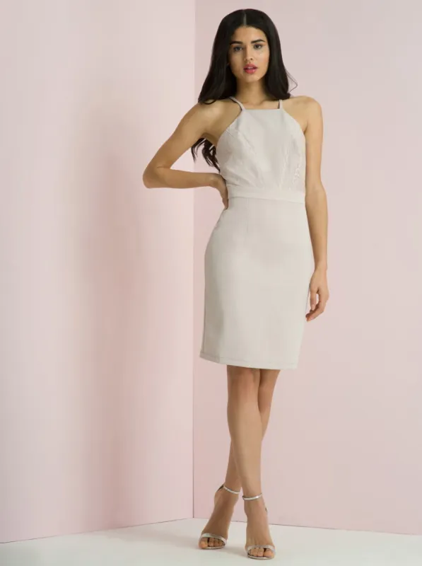 High Neck Cami Strap Bodycon Midi Dress In Lilac sold by Chi Chi London