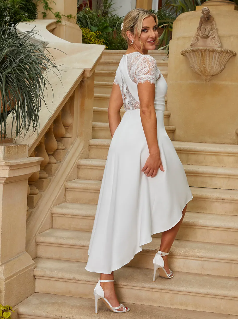 Lace Wedding Dress with Short Sleeves in White sold by Chi Chi London product image thumbnail 2
