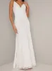 Bridal V Neck Lace Evening Maxi Dress in White sold by Chi Chi London