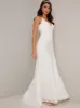 Bridal V Neck Lace Evening Maxi Dress in White sold by Chi Chi London