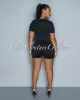 Farris Black Gold Zipper Ribbed Crop Top & Ruched Shorts Set sold by Chic Couture