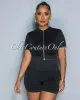 Farris Black Gold Zipper Ribbed Crop Top & Ruched Shorts Set sold by Chic Couture