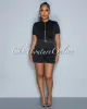 Farris Black Gold Zipper Ribbed Crop Top & Ruched Shorts Set sold by Chic Couture