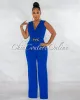 *Aimee Royal Blue Pleated Bust Gold Link Jumpsuit sold by Chic Couture