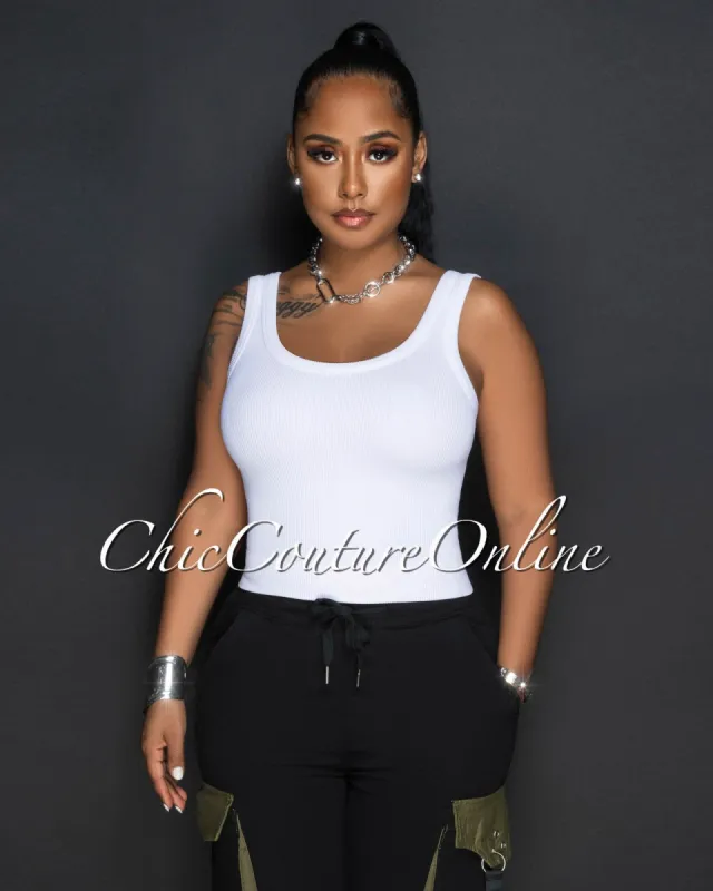 Gordana White Tank Ribbed Crop Top sold by Chic Couture