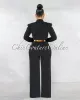 *Gianna Black Padded Shoulders Gold Belt Luxe Jumpsuit sold by Chic Couture