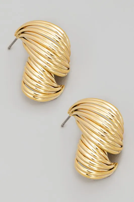 Aiko Multi Row Twist Metallic Earrings sold by Chic Couture