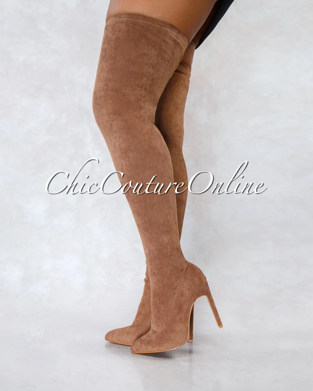 *Veera Taupe Faux Suede Over-The-Knee Boots sold by Chic Couture product image thumbnail 2