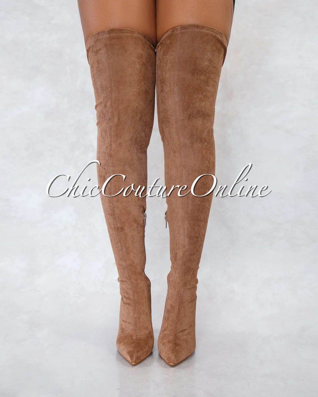 *Veera Taupe Faux Suede Over-The-Knee Boots sold by Chic Couture product image thumbnail 3