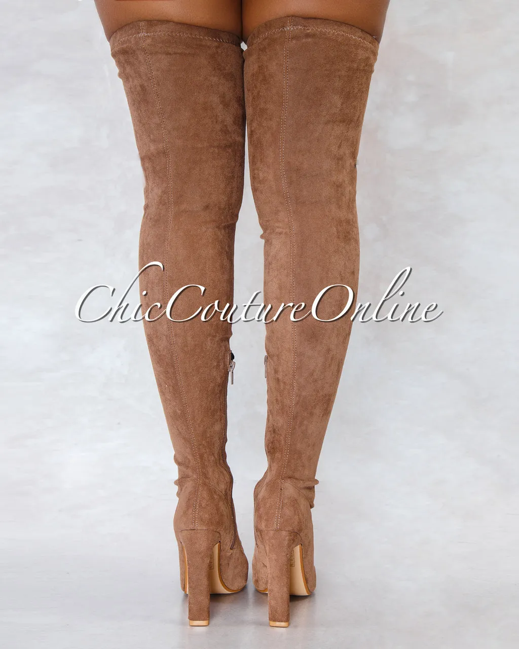 *Veera Taupe Faux Suede Over-The-Knee Boots sold by Chic Couture product image thumbnail 4