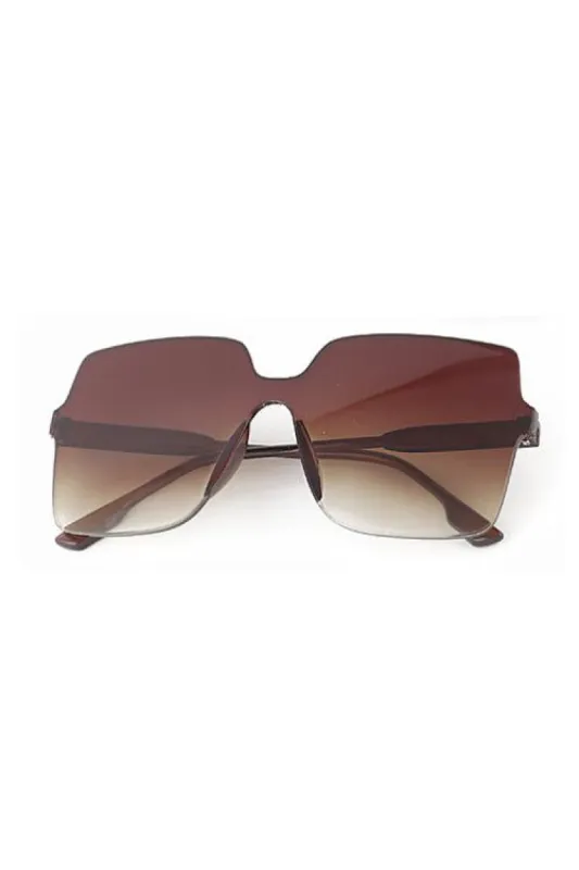 Olivia Brown Gradient Oversized Rimless Sunglasses sold by chic