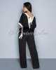 Vedette Black Off-White Wide Sleeves & Legs Jumpsuit sold by Chic Couture