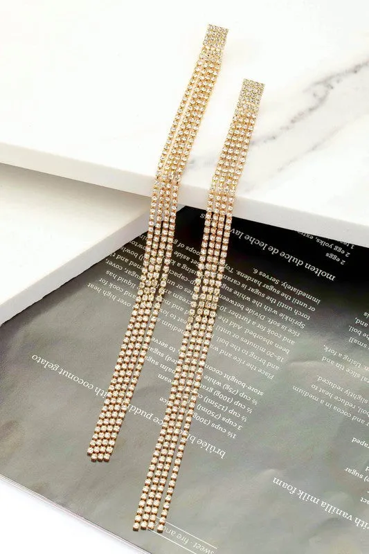 Freddie Long Rhinestone Chain Shoulder Duster Earrings sold by Chic Couture product image thumbnail 2