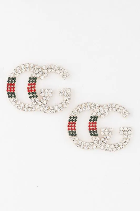 Jennie Jeweled GG Stud Earrings made by Chic Couture