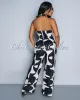 Anise Black Nude Key-Hole Halter Wide Legs Jumpsuit sold by Chic Couture
