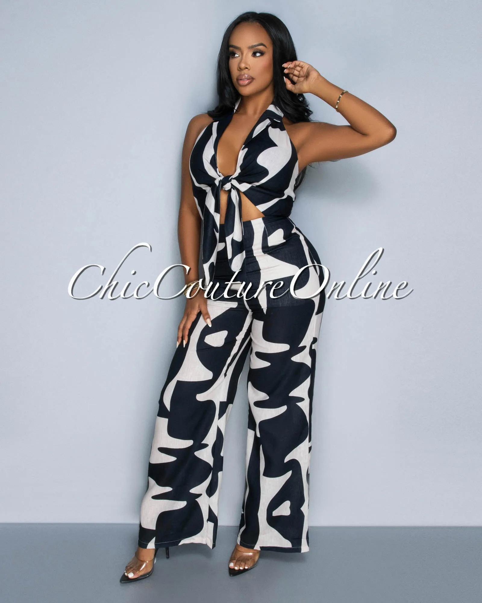Anise Black Nude Key-Hole Halter Wide Legs Jumpsuit sold by Chic Couture product image thumbnail 2