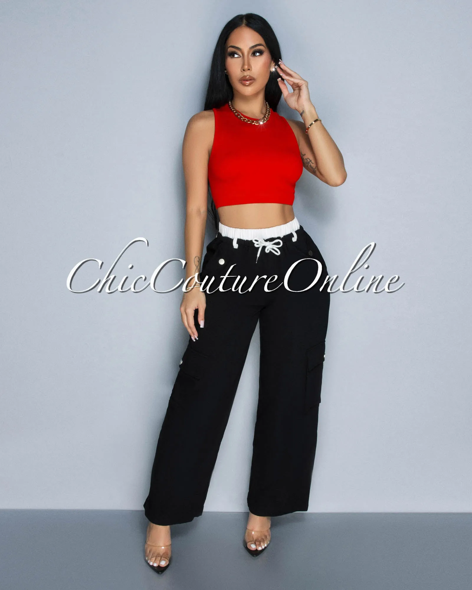 Pasty Red Ribbed Crop Top sold by Chic Couture product image thumbnail 3