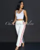 Kino White Red Stripes Denim Joggers Jeans sold by Chic Couture