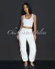 Kino White Red Stripes Denim Joggers Jeans sold by Chic Couture
