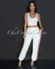 Kino White Red Stripes Denim Joggers Jeans sold by Chic Couture