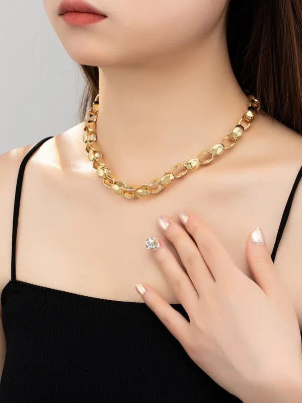 Simie Chunky Egg Shell Link Chain Necklace sold by Chic Couture
