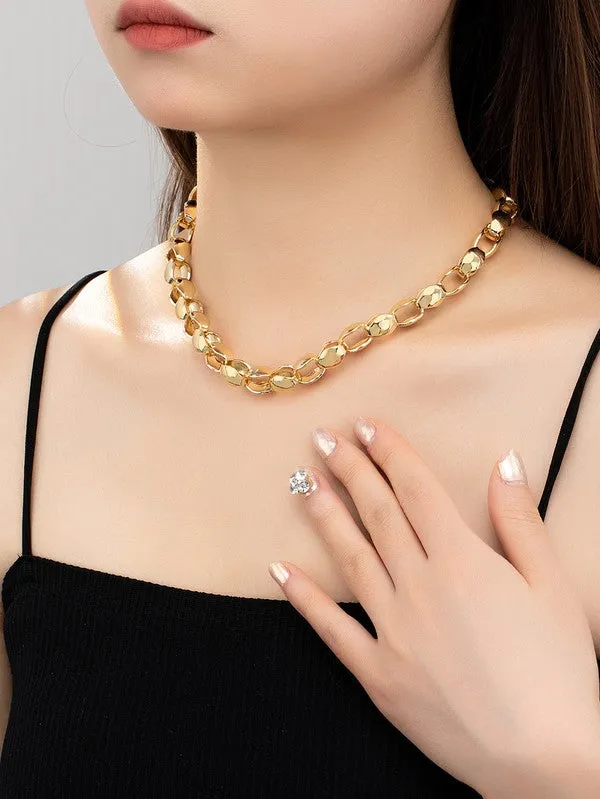 *Simie Chunky Egg Shell Link Chain Necklace sold by Chic Couture